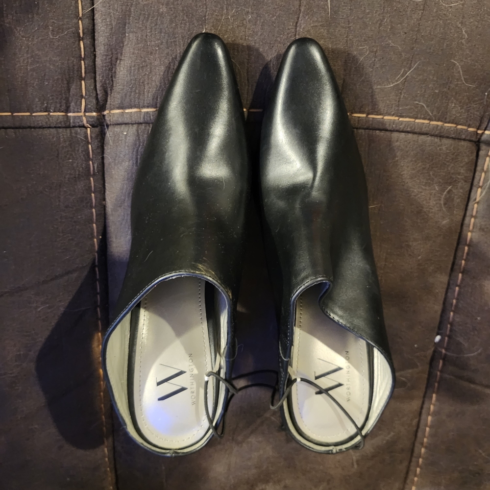 New Womens Sz 8 Black Worthington Closed Toe Chunky Heels